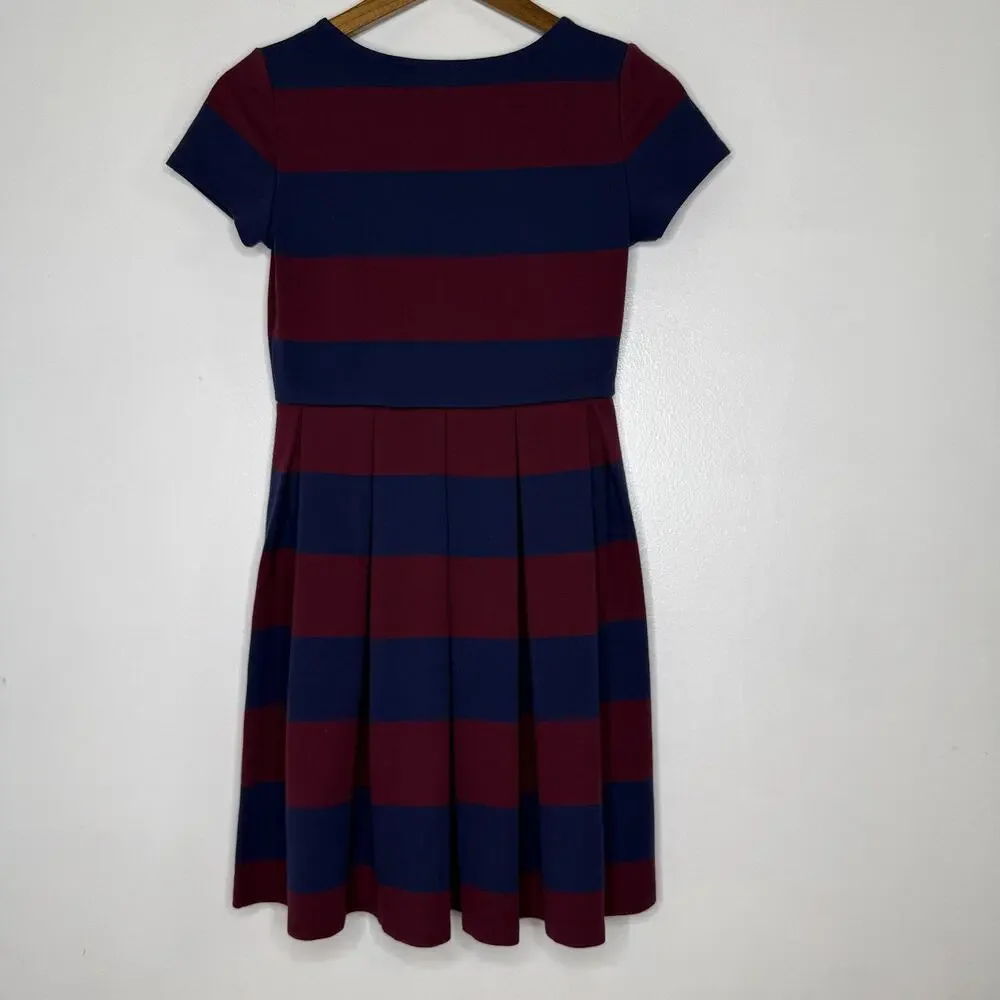 Polo Ralph Lauren Dress Girls Large 12-14 Striped Short Sleeve Pleated Classic